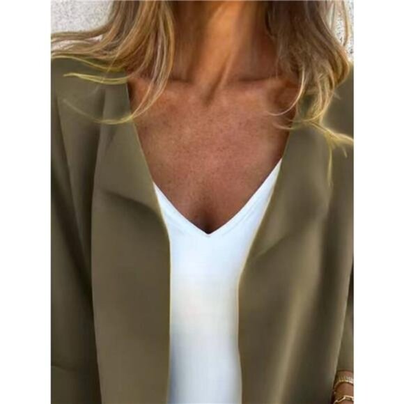 Full Size Open Front 3/4 Sleeve Casual Cardigan Plus Size - Picture 16 of 16